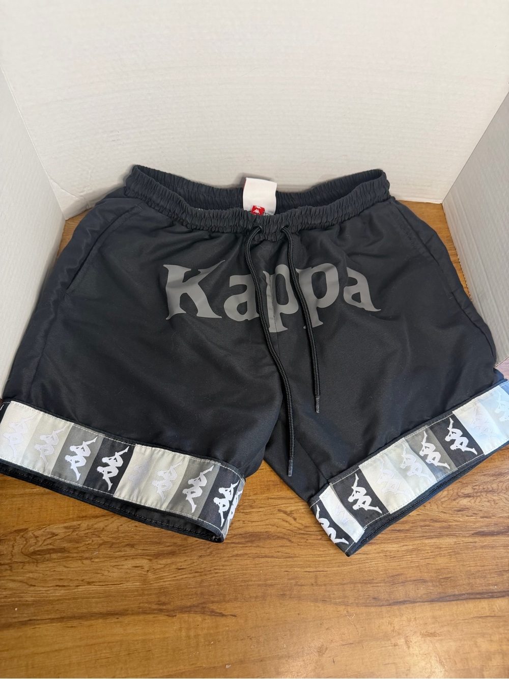 Kappa Black Shorts with White Logo Tag